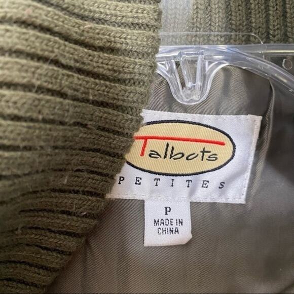 Talbots Petites Down Filled Olive Green Puffer Chore Coat Sz SP Outdoors Winter - Picture 3 of 7